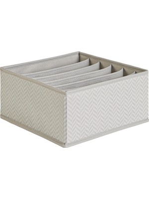 Kazan Hobi Ocean Home Textile 6 Bölmeli Gri Balıksırtı Çekmece Içi Düzenleyici Kutu 28 x 28 x 13 cm