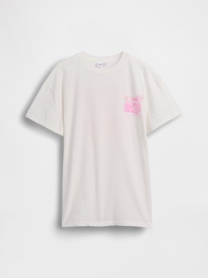 Gap Kız Çocuk Beyaz Jeep Oversized T-Shirt