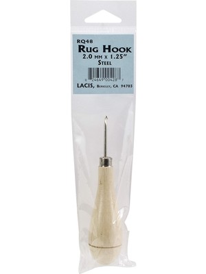 Kazan Hobi Lacis RQ48-2 Primitive Halı Kancası, Ahşap Saplı, Çelik, 2 mm x 1,25 mm