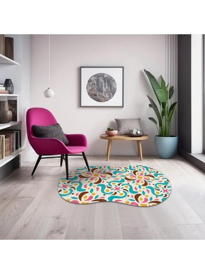 Kazan Hobi Kapre Şönil Kaymaz Pamuk Tabanlı Yıkanabilir Antibakteriyel Asimetrik Salon Halısı 160X160