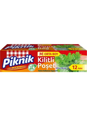 Kazan Hobi Piknik Orta Boy Kilitli Buzdolabı Poşeti 12LI