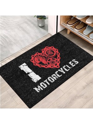 Kazan Hobi Monnhein Kapı Önü Paspası - Modern ve Şık Kapı Paspası | Ev, Ofis ve Dış Mekân Kullanımı Için (I Love Motosiklet) 45X65