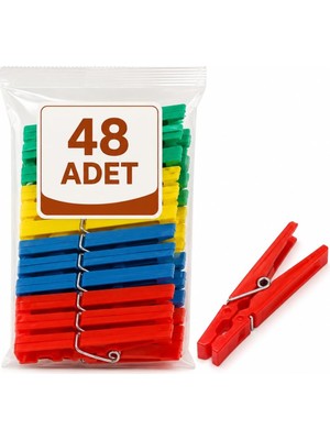 Kazan Hobi 48 Adet Mandal Klasik Çamaşır Mandalı Plastik