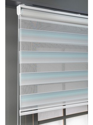 Bizden Perde Turkuaz Renk Geçişli Mikro Pileli Zebra Stor Kaliteli Güneşlik Perdeler