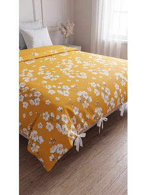 Çift Kişilik %100 Pamuk Çiçekli Nevresim Kılıfı 220X200 cm | Bağcıklı Yorgan Kılıfı