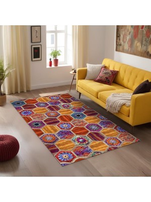 Kazan Hobi Bianca Kadife Kaymaz Pamuk Tabanlı Yıkanabilir Antibakteriyel Salon Halısı 160X230