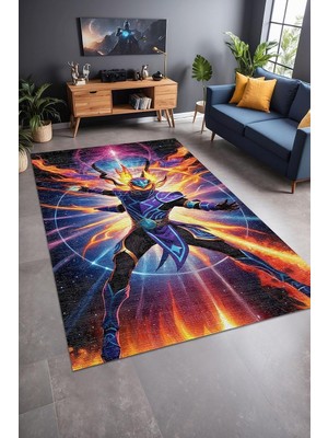 Kazan Hobi Magic Şönil Oyuncu Odası Halısı Kaymaz Pamuk Tabanlı Yıkanabilir Antibakteriyel Gamer, Gaming Halısı 140X200