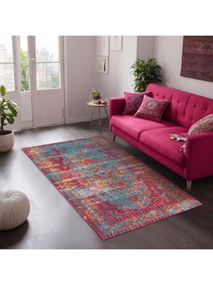 Kazan Hobi Cloon Kadife Kaymaz Pamuk Tabanlı Yıkanabilir Antibakteriyel Salon Halısı 120X180