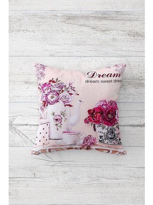 Kazan Hobi Pelangi Vintage Sweet Dream Çift Tarafı Baskılı Gizli Fermuarlı Yastık Kılıfı Kırlent Koltuk Yastık Kılıfı, Toz Pembe 45 x 45, 2469101545451