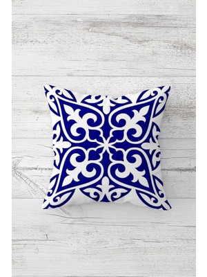 Kazan Hobi Pelangi Lacivert Geometrik Çift Tarafı Baskılı Gizli Fermuarlı Yastık Kılıfı Kırlent Koltuk Yastık Kılıfı, Lacivert 45 x 45, 24691114845451
