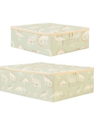 Kazan Hobi Ocean Home Textile 2'li Çocuk Odası Dinozor Destekli Kutu Hurç 31 x 38 x 12 + 45 x 55 x 18 cm