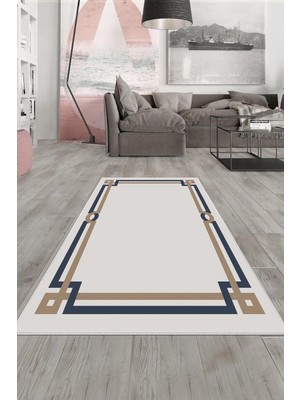 Kazan Hobi Pelangi Bej Dikme Detaylı Yıkanabilir Kaymaz Taban Leke Tutmaz Modern Salon Halısı ve Yolluk, Açık Gri 80 x 600, 13580878060005