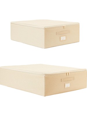 Kazan Hobi Ocean Home Textile 2'li Bej Balıksırtı Destekli Hurç Set 45 x 55 x 18 + 55 x 70 x 18 cm