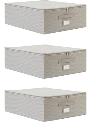 Kazan Hobi Ocean Home Textile 3'lü Orta Boy Gri Balıksırtı Destekli Hurç Set 45 x 55 x 18 cm