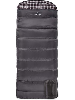 Kazan Hobi Teton Sports Fahrenheit Standart Uyku Tulumu; Aile Kampı Için Harika, Gri Pamuk Astar, 203 cm x 83 Cm, Normal / 0F/-18C Sol Fermuar
