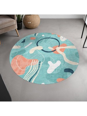 Kazan Hobi Stuf Şönil Kaymaz Doğal Pamuk Tabanlı Yıkanabilir Antibakteriyel Çevre Dostu Yuvarlak Salon Halısı 160X160