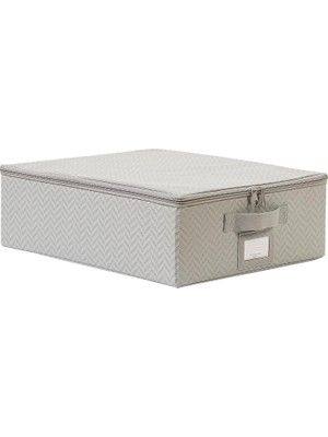 Kazan Hobi Ocean Home Textile Küçük Boy Gri Balıksırtı Destekli Kutu Hurç 31 x 38 x 12 cm