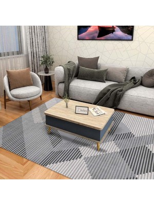 Kazan Hobi Latte Dizayn Betrice Desenli Kadife Pamuk Tabanlı Yıkanabilen Kaydırmaz Antibakteriyel Salon Halısı (160X230)