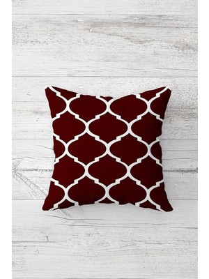 Kazan Hobi Pelangi Bordo Geometrik Desenli Çift Tarafı Baskı Gizli Fermuarlı Yastık Kılıfı Kırlent Koltuk Yastık Kılıfı, Bordo 45 x 45, 24691240145451