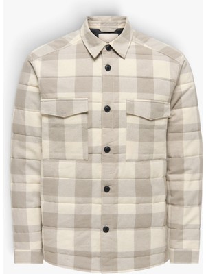 Only & Sons Onsgudmund Check Shacket Vd Erkek Beyaz Gömlek - 4909261