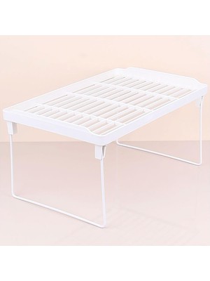 Kazan Hobi Promosyonca Metal Ayaklı Mutfak Banyo Rafı, Tezgah Üstü Organizer, Dolap Içi Düzenleyici, Plastik Raf, Beyaz 34.50 x 21,5 x 14 cm (Büyük)