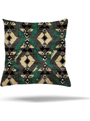 Kazan Hobi Pelangi Çiçek Ağaç Kilim Etnik Desenli Gizli Fermuarlı Yastık Kılıfı Kırlent Kılıfı Koltuk Yastık Kılıf, Koyu Yeşil-Kahverengi 45 x 45