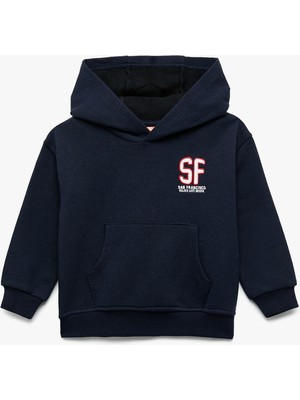 Koton Baskılı Şardonlu Cep Detaylı Uzun Kollu Kapşonlu Sweatshirt