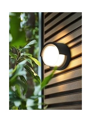 Kazan Hobi Ucuz Geldi 15W Modern Tasarım LED Aplik Iç ve Dış Mekan Duvar Lambası Cata Dominik 3200K Gün Işığı Bahçe Duvar Apliği (Yuvarlak)