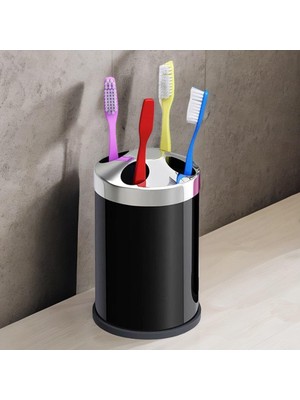 Kazan Hobi BADEM10 Set Üstü Diş Fırçalık Banyo Metal Diş Fırçası Kabı Kutusu Siyah