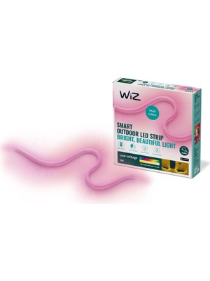 Kazan Hobi Wiz LED Dış Mekan Işık Şeridi (Wiz Renkli) - Akıllı LED Aydınlatma (Wifi ve Bluetooth), Başlangıç Kiti, Soğuk Beyazdan Sıcak Beyaza Kadar Kısılabilir + 16 Milyon Renk, Ses Kontrolü