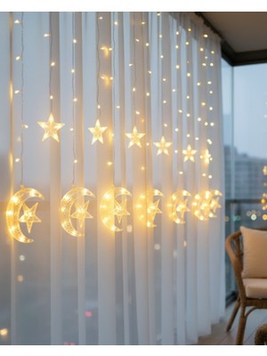 Renas Store Hilal Yıldız LED Perde Işık Balkon Pencere ve Oda Dekorasyonu - Lisinya