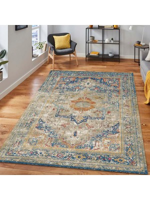 Kazan Hobi Latte Dizayn Kenzie Kadife Pamuk Tabanlı Yıkanabilen Kaydırmaz Antibakteriyel Salon Halısı 160X230