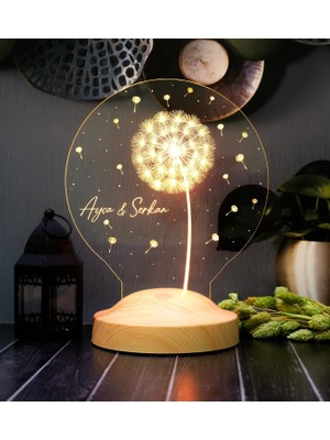 Kazan Hobi Karahindiba LED Gece Lambası, Kişiye Özel Tasarımlı - Isimli Sevgiliye, Eşe, Arkadaşa Hediye
