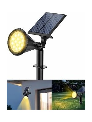 Kazan Hobi Forlife Gün Işığı18 LED Spot Güneş Enerjili Bahçe Aydınlatma Lambası, Fotoselli, Spike Aplik, 18W Su Geçirmez Dış Mekan Solar Lamba, Ağaç, Veranda, Havuz, Duvar ve Zemin Montajına Uygundur 42 cm