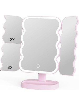 Kazan Hobi Valkyrie XR-750 LED Işıklı Katlanabilir Makyaj Aynası - 2x 3x Büyütme Modu - Dokunmatik Touch Ekran - Pilli