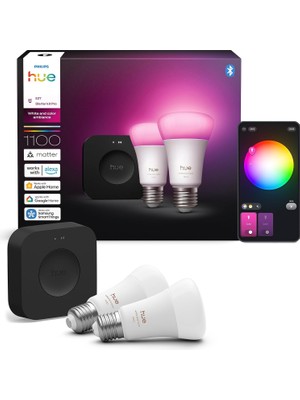 Kazan Hobi Philips Huewca 9W E27 Renkli Akıllı Ampul 2'li Pro Başlangıç Seti (Bridge Pro V3 Dahildir)