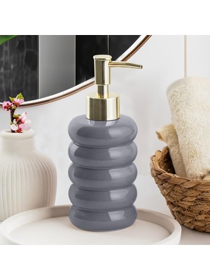 Kazan Hobi Porsima 3204 Seramik Sıvı Sabunluk - Tezgah Üstü Banyo Mutfak Lavabo Sabunluğu - 275 cc Antrasit