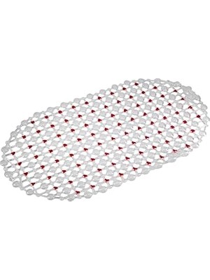 Kazan Hobi Eko Serisi Banyo - Küvet Içi Kaydırmaz Vantuzlu Oluklu Oval Paspas 63 x 34 Cm, Kırmızı