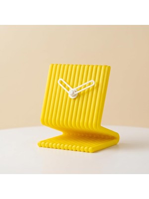 Kazan Hobi Dekoratif Masa Saati Sarı - Sessiz Analog Tıklamayan, Modern Minimalist, Ofis Çalışma Masası ve Yatak Odası Başucu Saati, 9X11 cm Küçük, Pille Çalışan