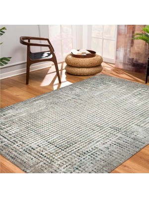 Kazan Hobi Latte Dizayn Devon Desenli Kadife Pamuk Tabanlı Yıkanabilen Kaydırmaz Antibakteriyel Salon Halısı 80X200