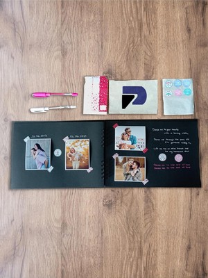 Kazan Hobi Anı Defteri Seti (Scrapbook, Fotoğraf Albümü, Siyah Sayfalı Anı Kitabı, Anı Albümü) Ürünü