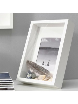 Kazan Hobi Ikea Sannahed 21X30 cm A4 Beyaz Ahşap Fotoğraf Çerçevesi, Çiçek Konabilen Derin Kutu Çerçeve