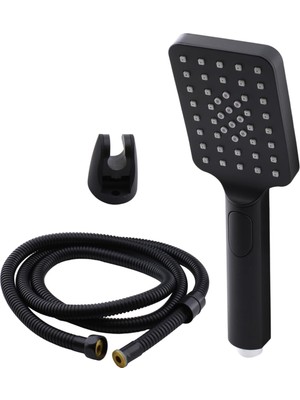 Kazan Hobi BADEM10 Lüks Duş Başlığı Set Banyo Fişkiyesi Seti Dikdörtgen Fiskiye Telefon Fonksiyonlu Başlık Metal Hortum