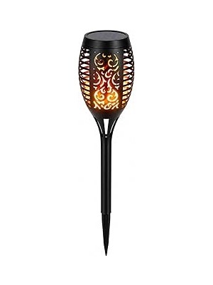 Kazan Hobi Busstier LED Alev Efektli Solar Lamba Dekoratif Bahçe Aydınlatma Meşale Güneş Enerjili Dış Mekan Teras Çim Yol Aydınlatması Sarı Işık Bahçe Dekor Lambası