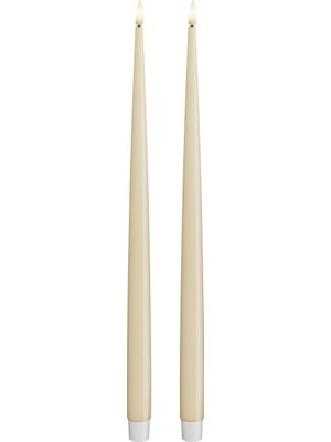 Kazan Hobi Deluxe Homeart Iç Mekan Alevsiz LED Yemek Mumu - 2'li Set - Gerçek Alevli ™ Teknolojisi - Pille Çalışan Mum (38 Cm, Krem)