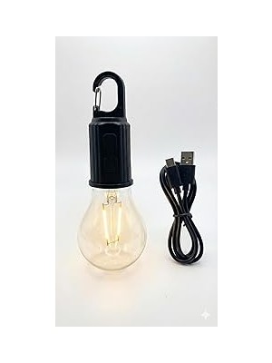 Kazan Hobi Şarjlı Taşınabilir LED Ampul Lamba – USB ile Şarj Edilebilir, 3 Kademeli Işık, Asma Kancalı & Kamp, Bahçe, Dolap, Balkon, Banyo Için Acil Aydınlatma (3200K)