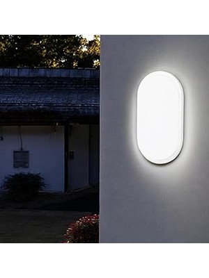 Kazan Hobi Aydos 20W Oval Beyaz LED Nemliyer Armatür – IP65 Su Geçirmez Tavan/duvar Lambası, 6500K Beyaz Işık, 2000 Lümen, 27X16.7 Cm, Iç ve Dış Mekan Kullanıma Uygun, Banyo Balkon Bahçe Aydınlatması