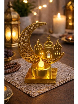 Kazan Hobi Gold Cami Pilli LED Işık, Askılı Fener Süsü Sarı Işıklar Peri Işıkları Aydınlatmalı Şerit LED Ramazan Süsü LED Işık