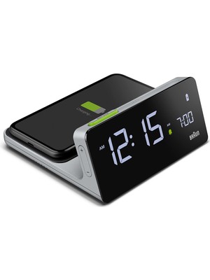 Kazan Hobi Braun Dijital Çalar Saat, Va-Lcd Ekranlı, 10 W Qi Kablosuz Hızlı Şarj Pedi, Arka Plan Aydınlatmasının Otomatik Uyumu, Hızlı Set, Sinyal Sesi Alarmı, Gri, Model BC21GEU.
