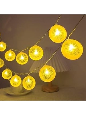 Kazan Hobi Coverzone Limon Dilimi Şeklinde 10’lu LED Işık Zinciri – 2 Metre Dekoratif Sıcak Aydınlatma, Pil ile Çalışan, Ev ve Parti Süsleme Için Pratik Limon Işıkları, MZ-304, Sarı